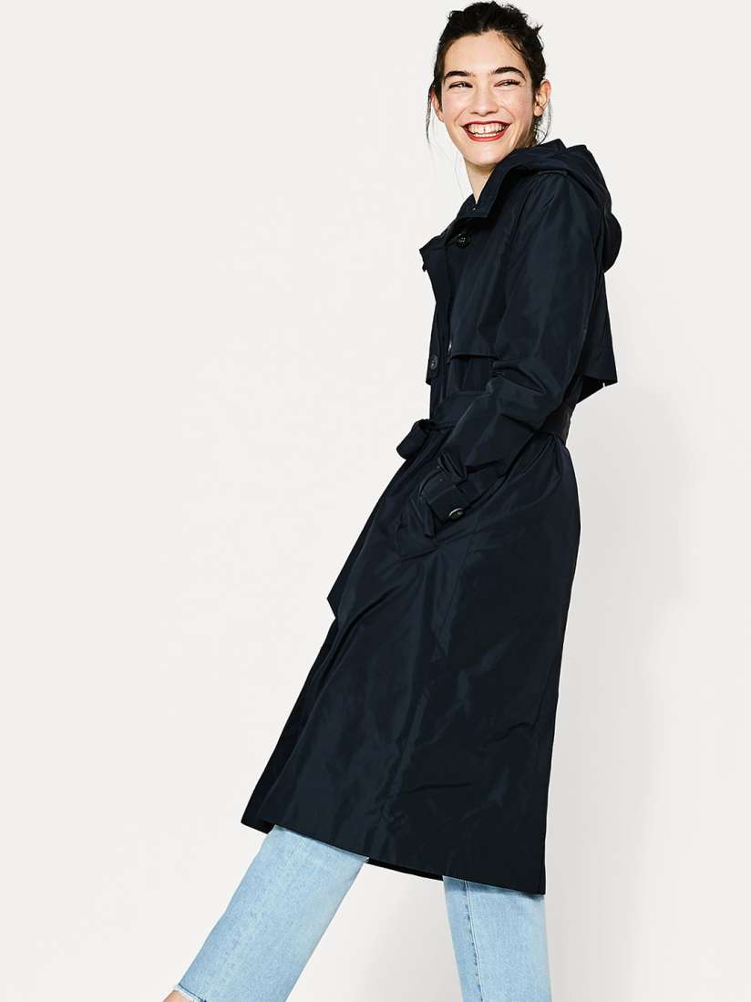 Buy ESPRIT Women Navy Blue Solid Hooded Trench Coat Coats for Women 2149816 Myntra
