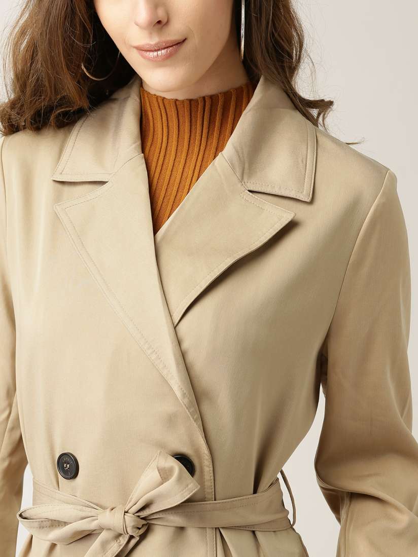 Buy ESPRIT Beige Longline Trench Coat Coats for Women 2149818 Myntra