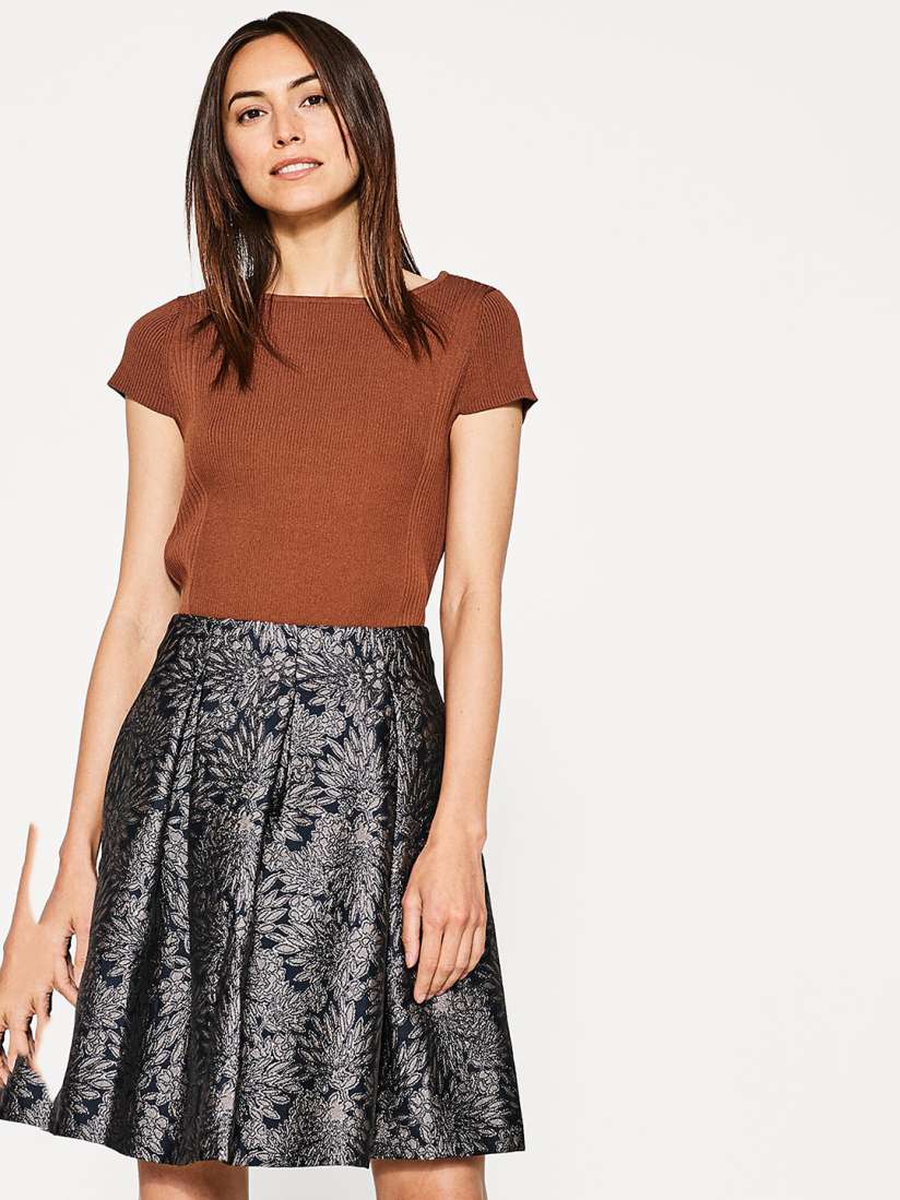 Buy ESPRIT Navy Grey Woven Design Pleated A Line Skirt Skirts for Women 2149917 Myntra