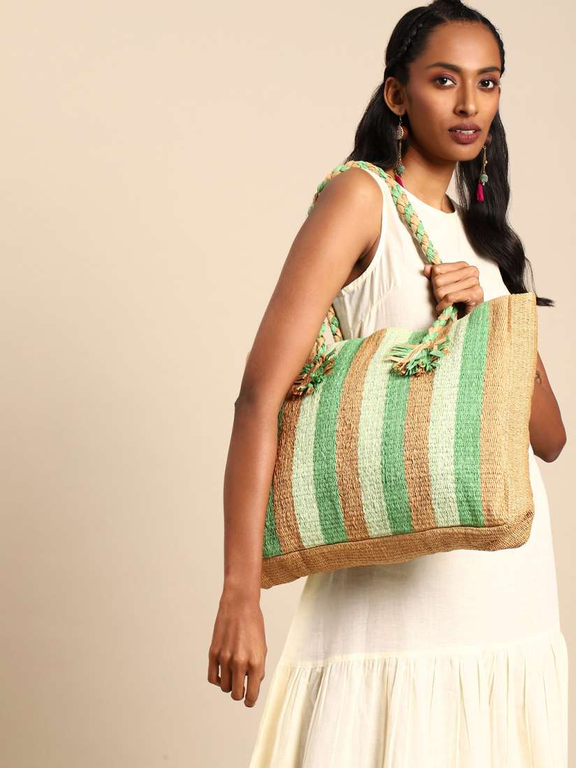 Buy Taavi Striped Structured Tote Bag Handbags for Women 21504272 Myntra