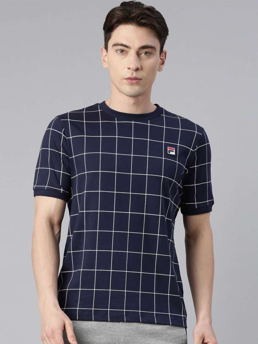 Buy FILA Men Checked Pure Cotton T shirt Tshirts for Men 21517652 Myntra
