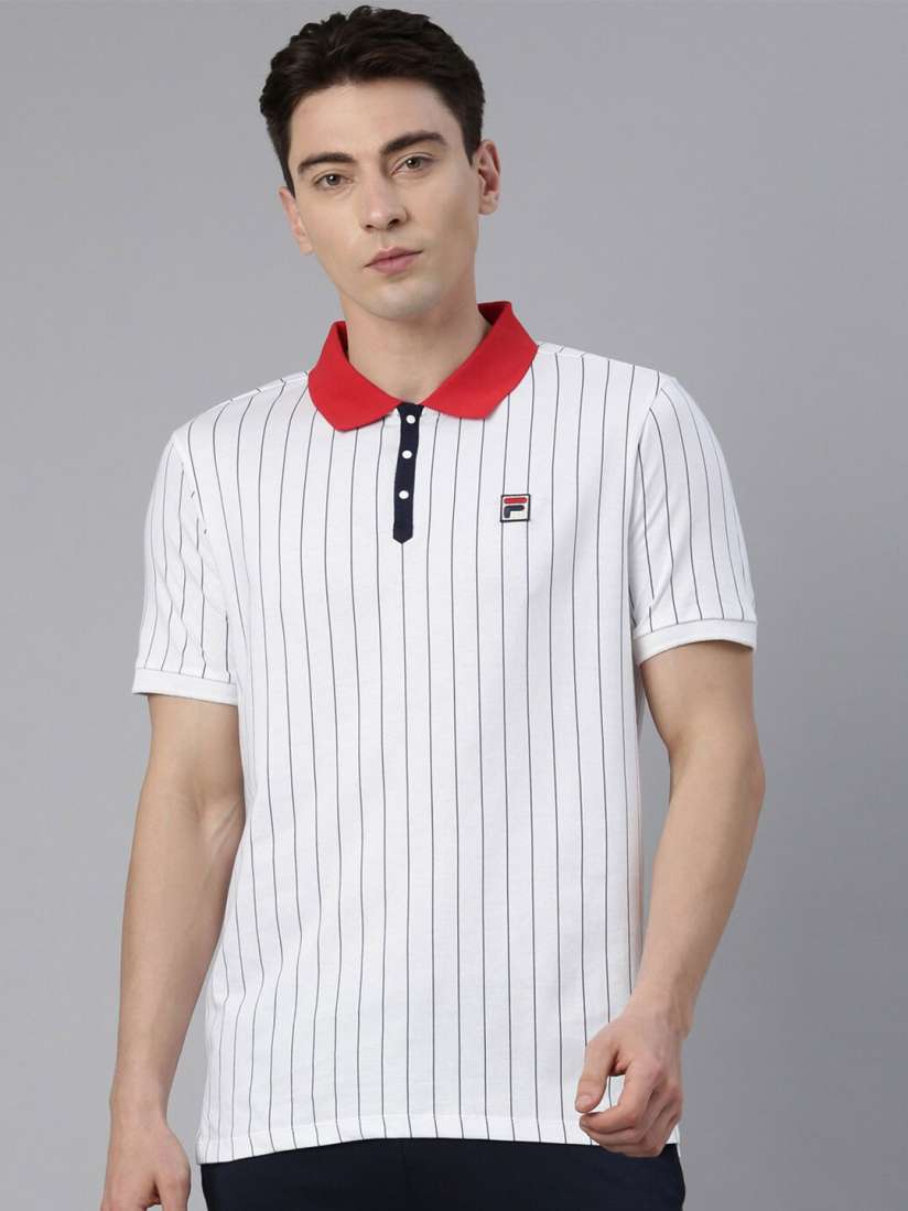 Buy FILA Men Striped Polo Collar Cotton T shirt Tshirts for Men 21517678 Myntra
