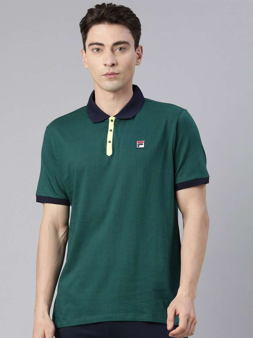 Buy FILA Men Polo Collar Applique Cotton T-shirt Tshirts for Men