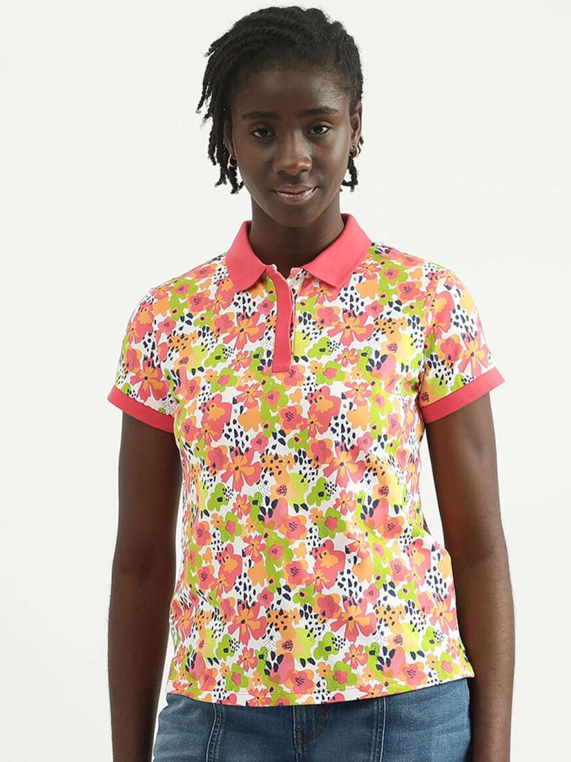 Floral polo shirt womens discount