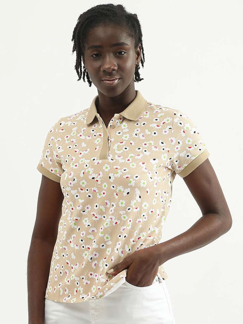 Buy United Colors of Benetton Women Floral Printed Polo Collar T shirt Tshirts for Women 21522262 Myntra
