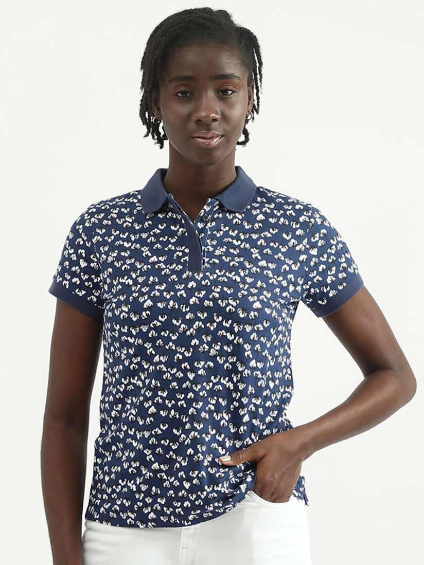 Buy United Colors of Benetton Women Floral Printed Polo Collar WoolT shirt Tshirts for Women 21522282 Myntra