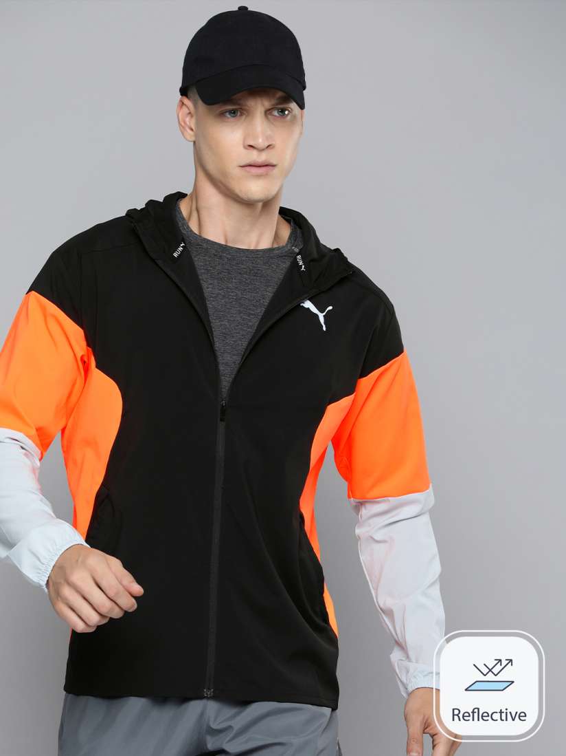 Buy Puma Colourblocked RUN LIGHTWEIGHT dryCELL Hooded Sporty Jacket Jackets for Men 21532520 Myntra
