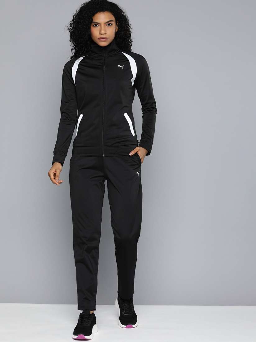 Buy Puma Women Classic Tricot Training Regular Fit Tracksuit With Contrast Stripe Tracksuits for Women 21533336 Myntra