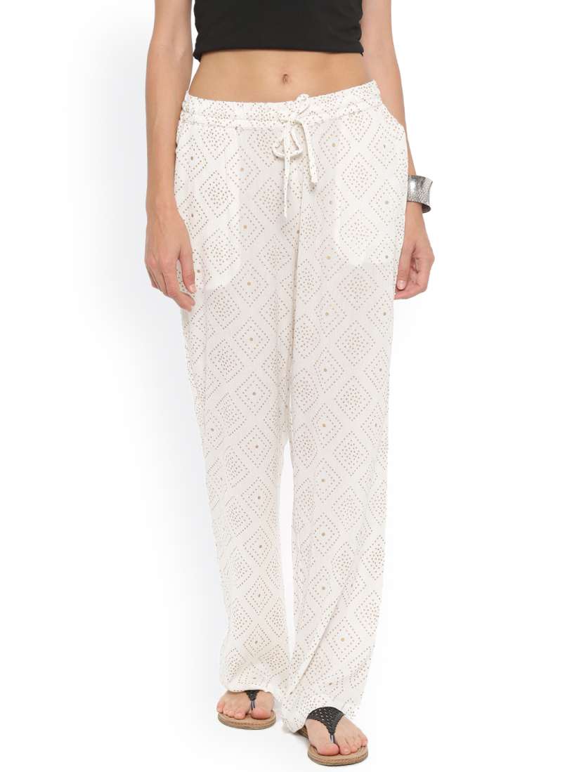 Buy De Moza Women Off White Printed Flared Palazzos Palazzos for Women 2153379 Myntra