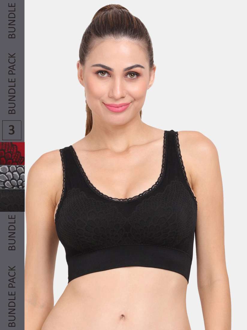 Buy Amour Secret Pack Of 3 Self Design Seamless Lightly Padded Sports Bra Bra for Women 21534488 Myntra