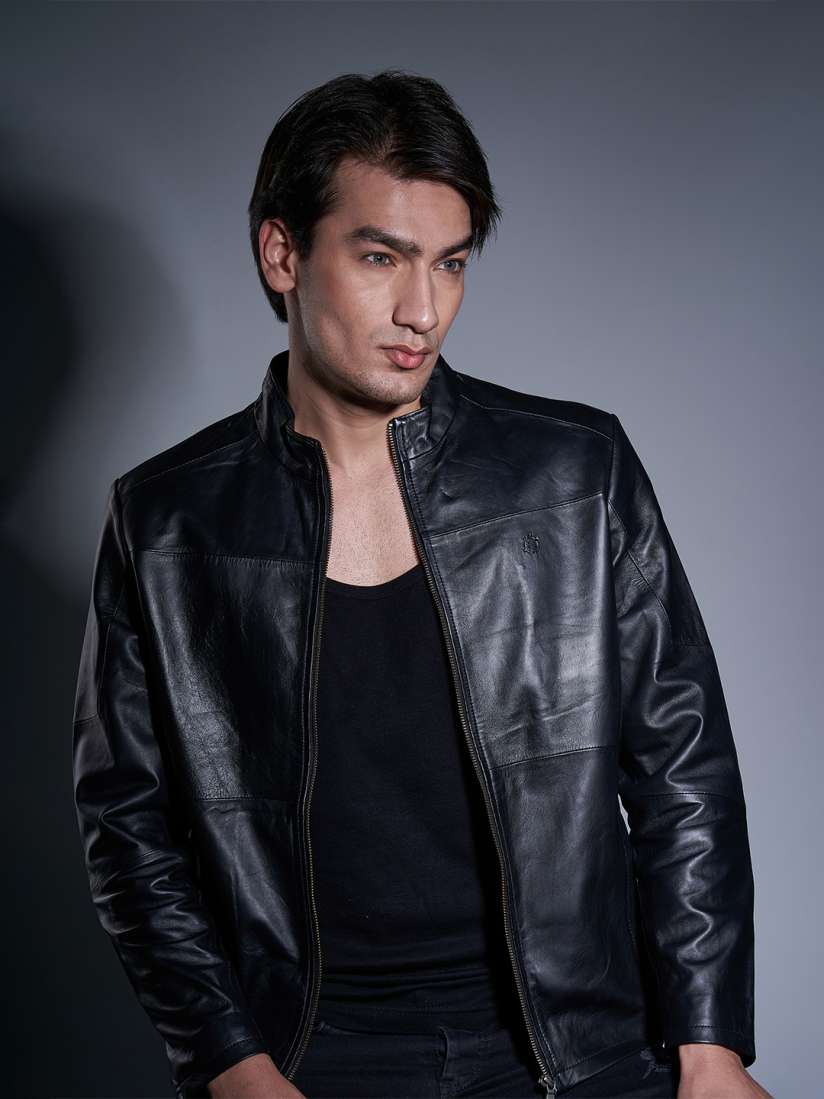Leather jacket lightweight mens top