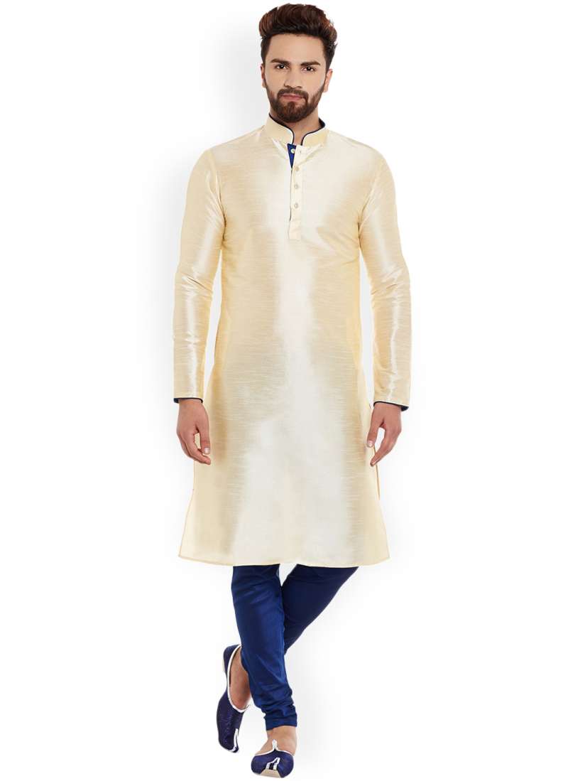 Buy Larwa Men Beige Navy Blue Solid Kurta with Churidar Kurta Sets for Men 2153757 Myntra