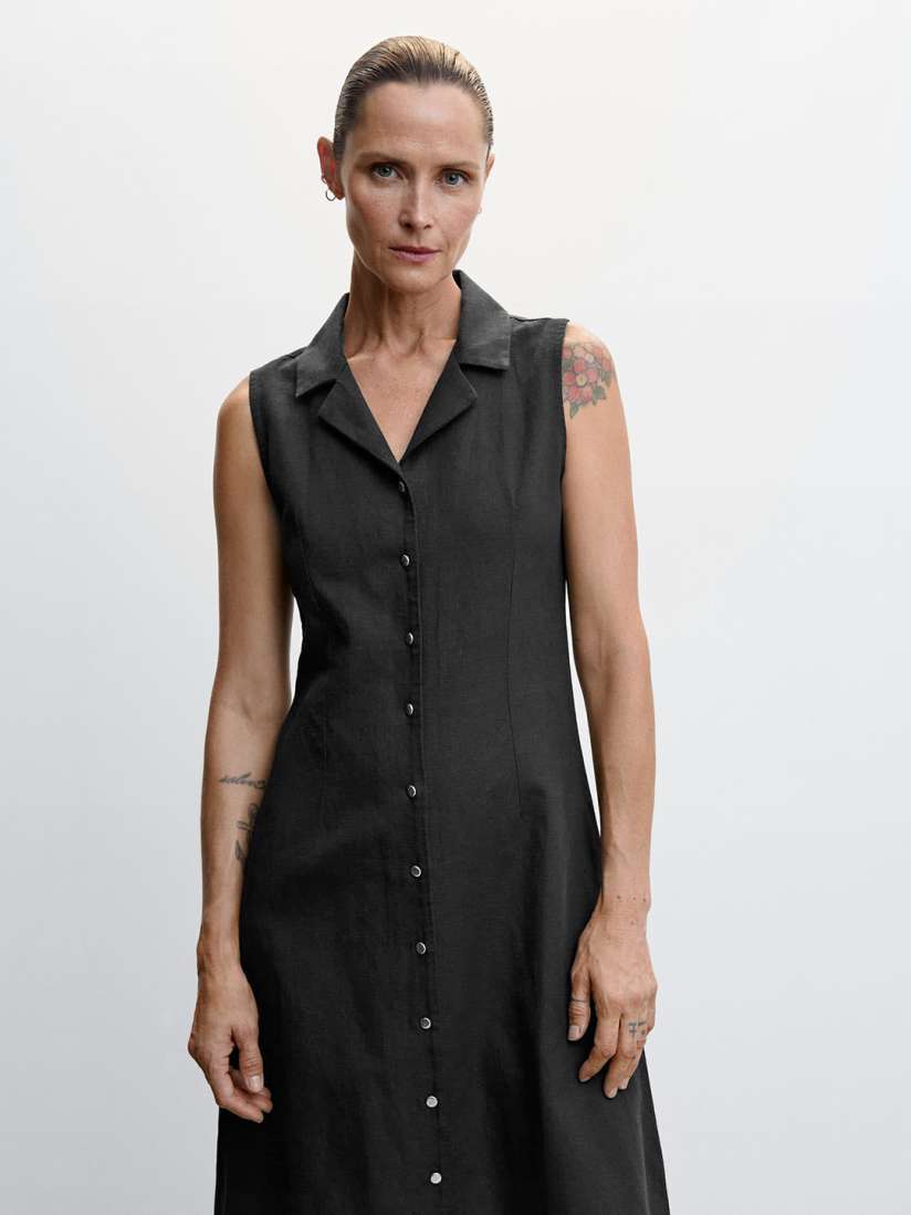 Mango linen blend shirt dress 2025