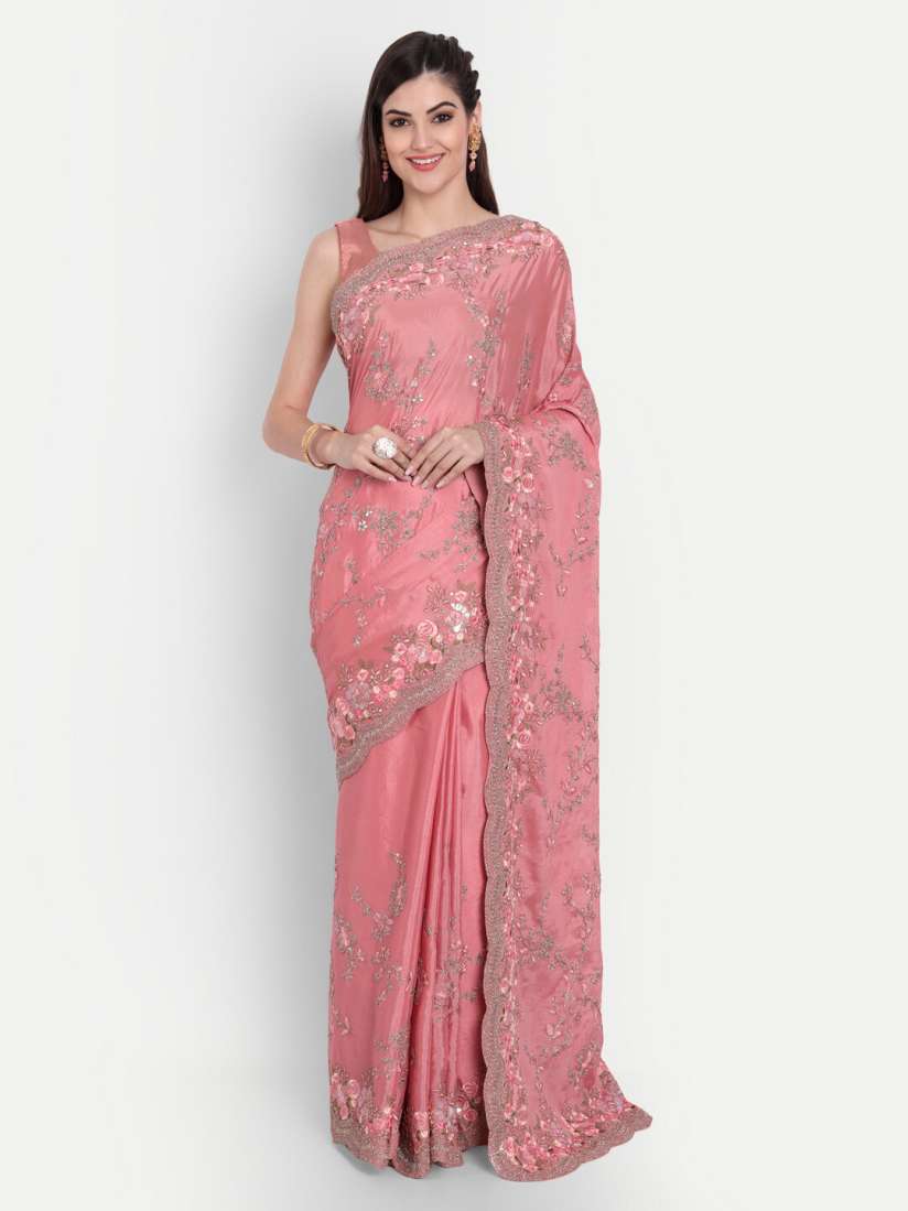 Myntra pink saree online