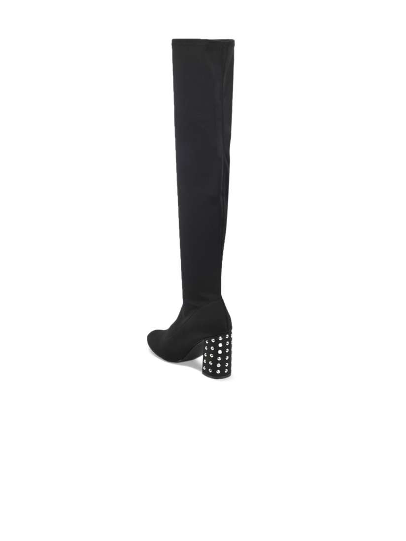 Truffle collection women black solid heeled boots new arrivals