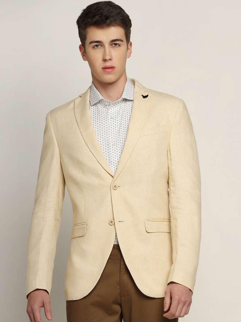 Buy Blackberrys Men Pure Linen Slim Fit Single Breasted Blazer Blazers for Men 21542628 Myntra