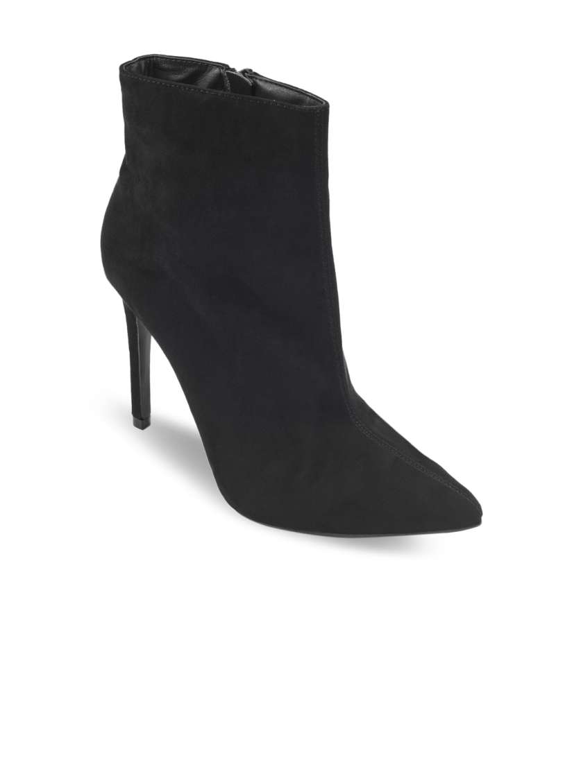 Buy Truffle Collection Women Black Pointy Toed Mid Top Heeled Boots Boots for Women 2154277 Myntra