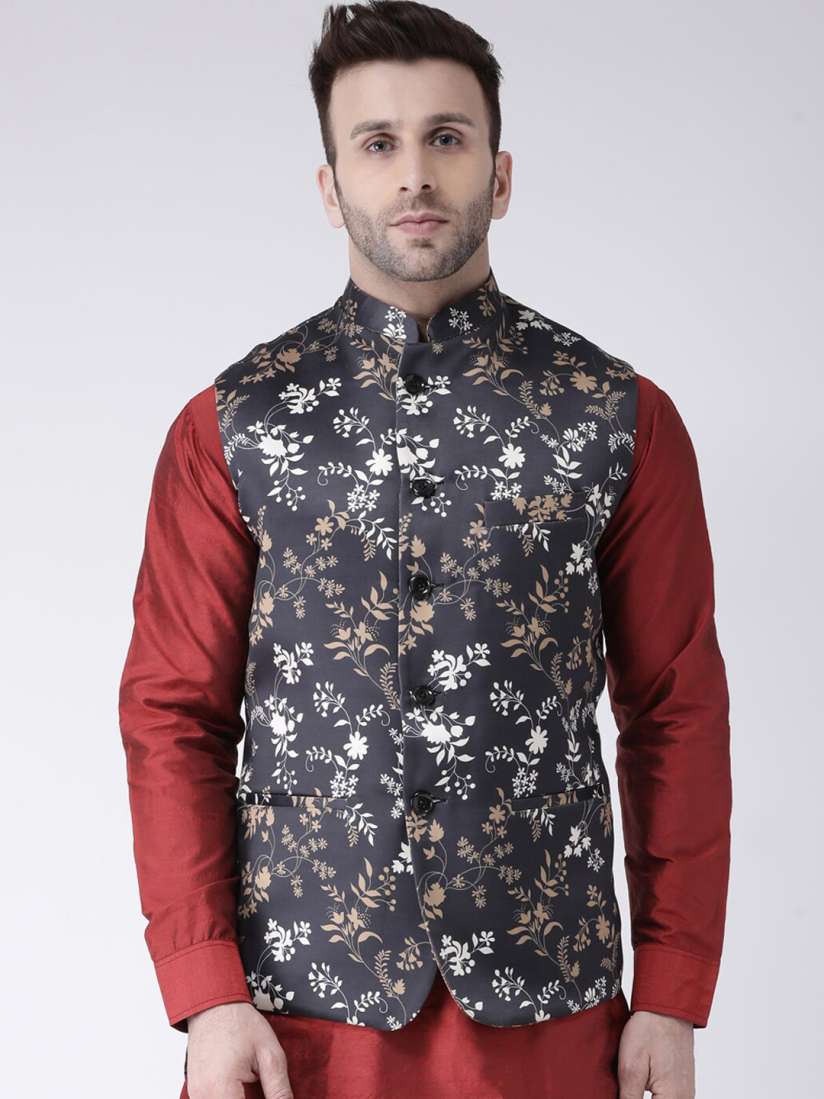 Mens floral nehru jacket shop