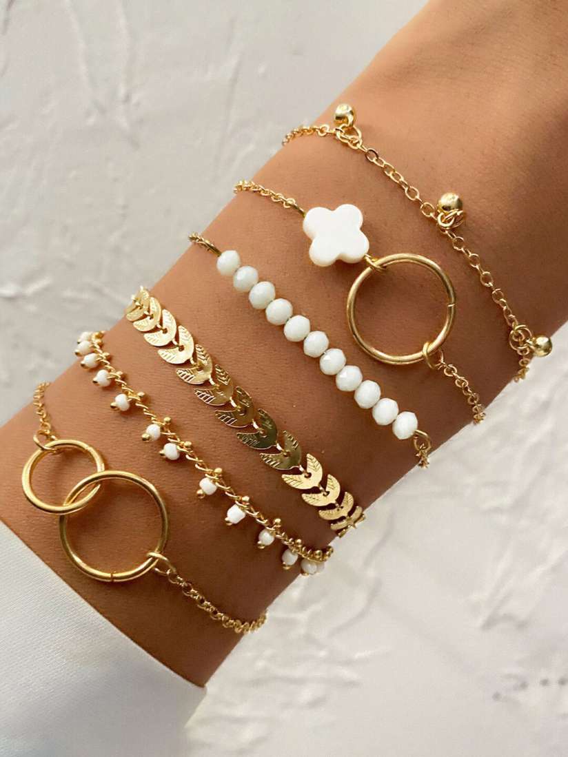 Buy Jewels Galaxy Women Set of 6 Gold Plated Link Bracelet Bracelet for Women 21573610 Myntra