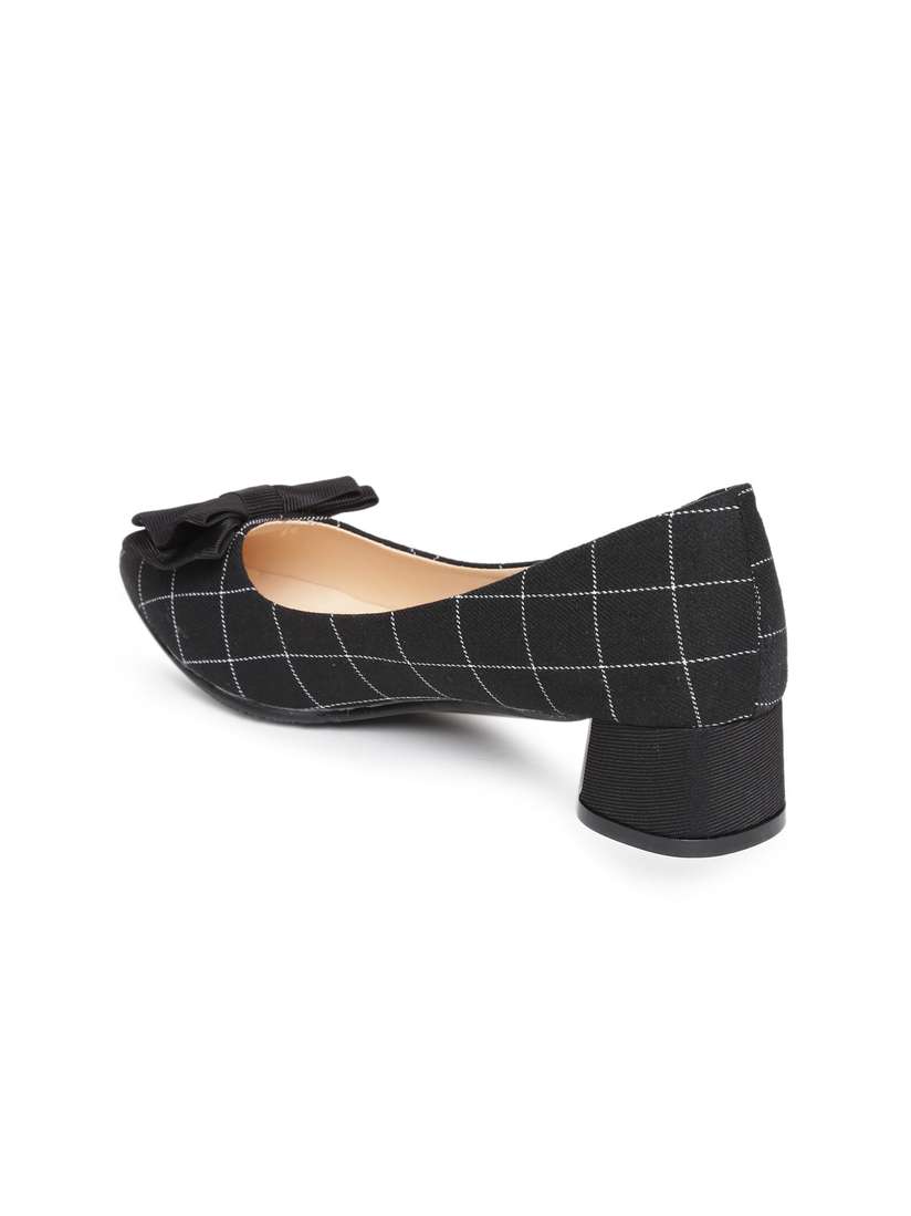 Avery J Crew Bow Heels Red Pout Women Black Checked Block Heels