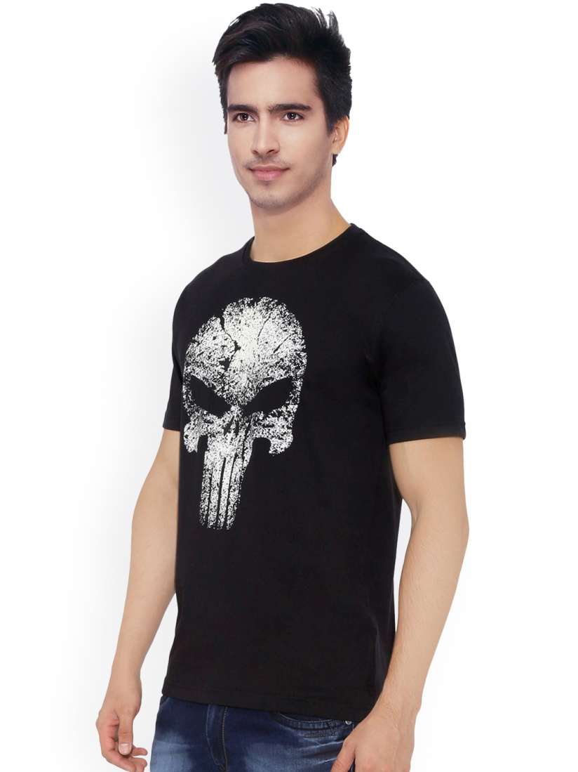 Buy The Souled Store Unisex Black Printed Punisher Skull Glow In The Dark T shirt Tshirts for Unisex 2157549 Myntra