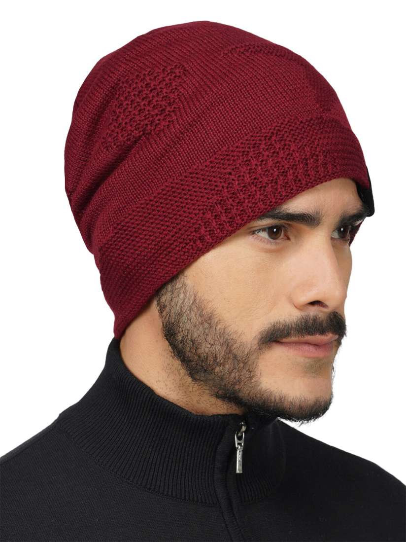 Buy iSWEVEN Self Design Woolen Winter Beanie Cap Caps for Unisex 21578678 Myntra
