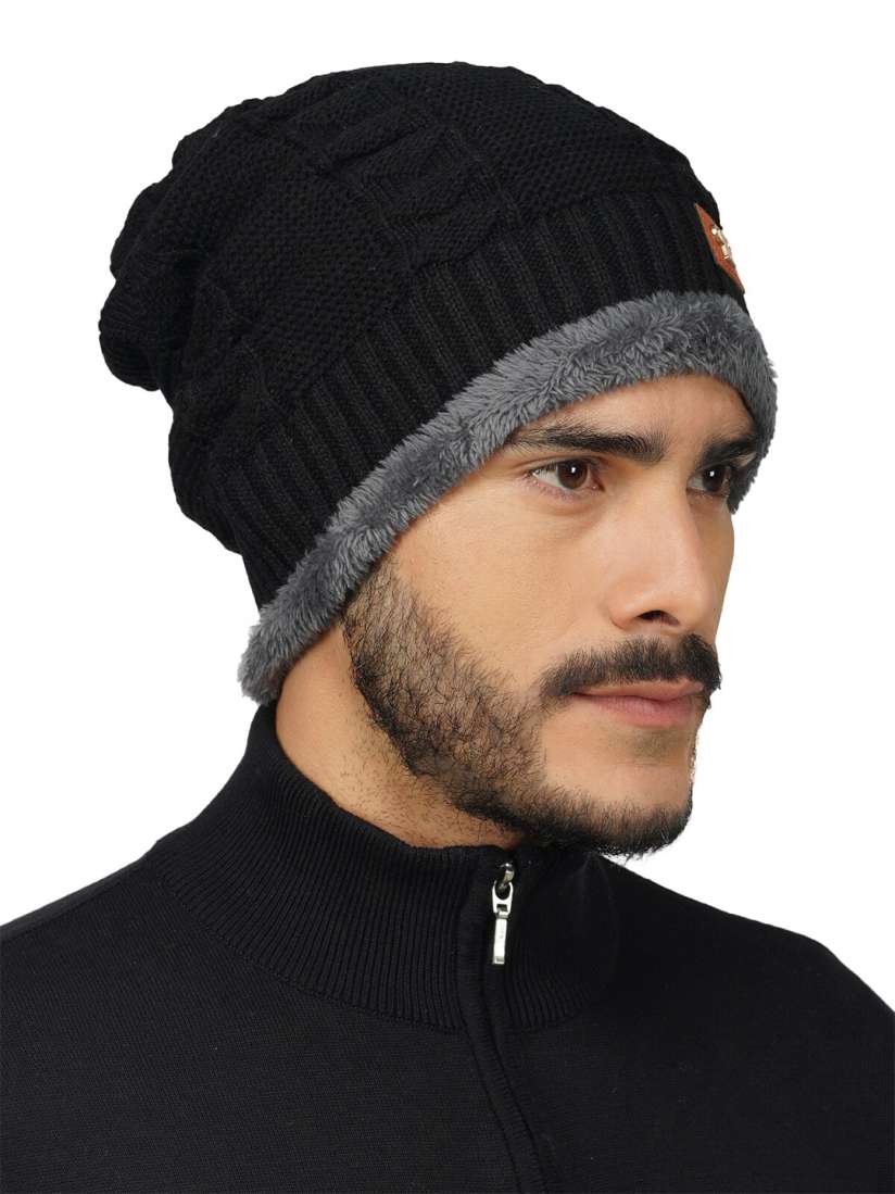 Buy iSWEVEN Self Design Woolen Winter Beanie Caps Caps for Unisex 21578714 Myntra