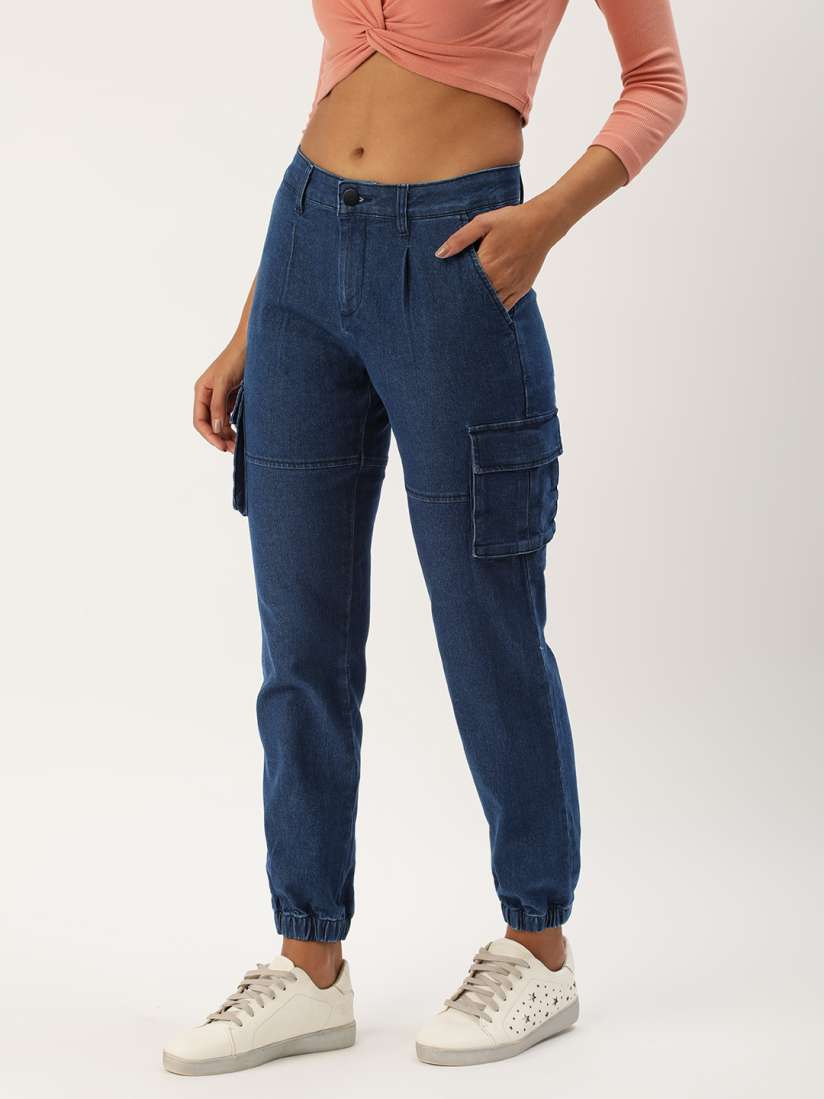 Buy IVOC Women Stretchable Regular Fit Cargo Denim Joggers Jeans for Women 21578756 Myntra
