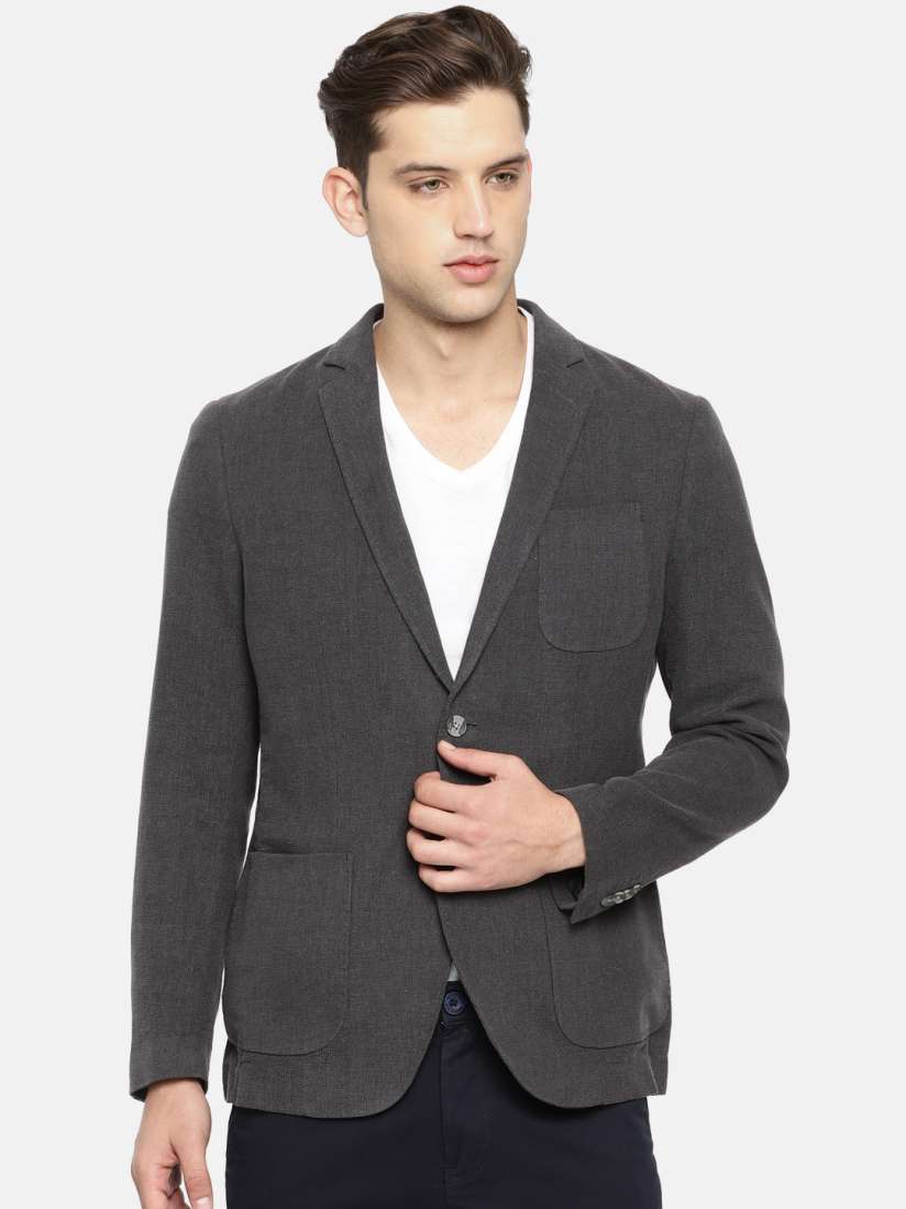Buy U.S. Polo Assn. Charcoal Grey Solid Single Breasted Regular Fit Casual Blazer Blazers for Men 2158084 Myntra