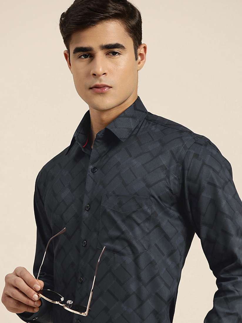 Buy Hancock Men Club Geometrical Printed Cotton Satin Slim Fit Party Shirt Shirts for Men 21584494 Myntra