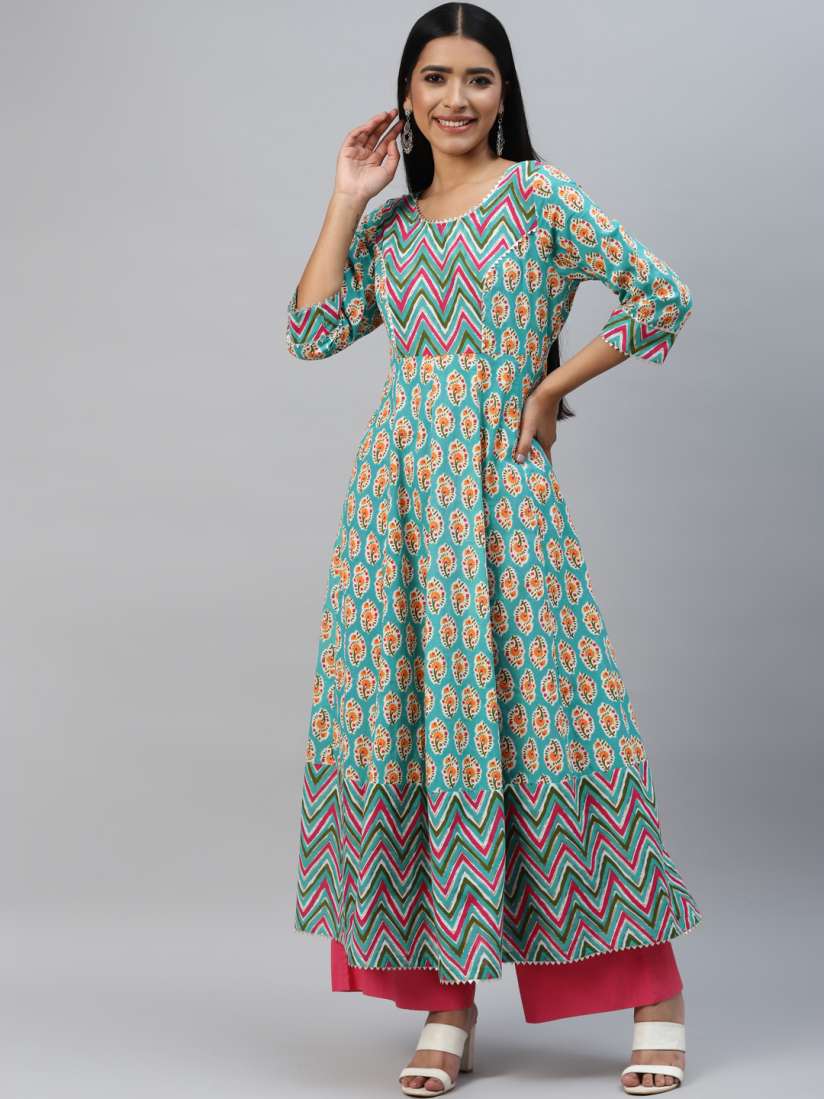 Buy Poshak Hub Women Floral Printed Gotta Patti Cotton Anarkali Kurta Kurtas for Women 21591348 Myntra