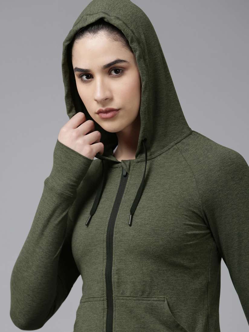 Buy Van Heusen Women Solid Knitted Hooded Slim Fit Outdoor Sporty Jacket Jackets for Women 21603774 Myntra