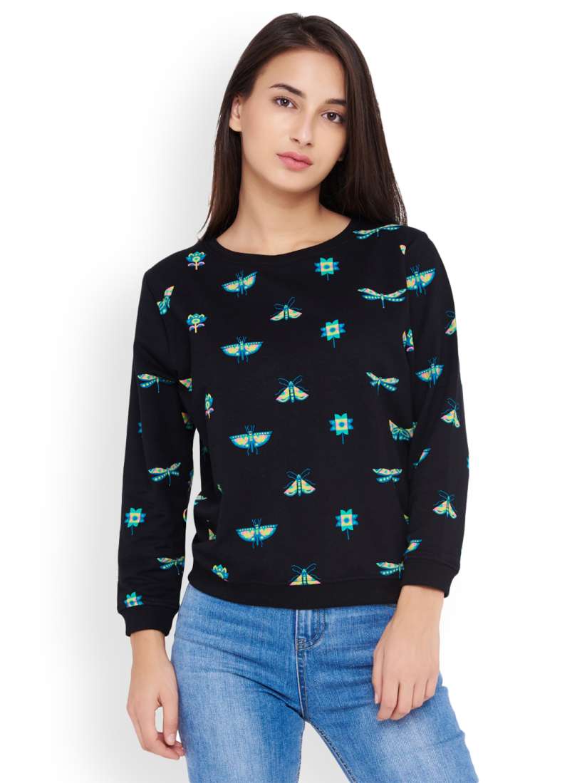 Buy Chumbak Women Black Printed Sweatshirt Sweatshirts for Women 2160383 Myntra