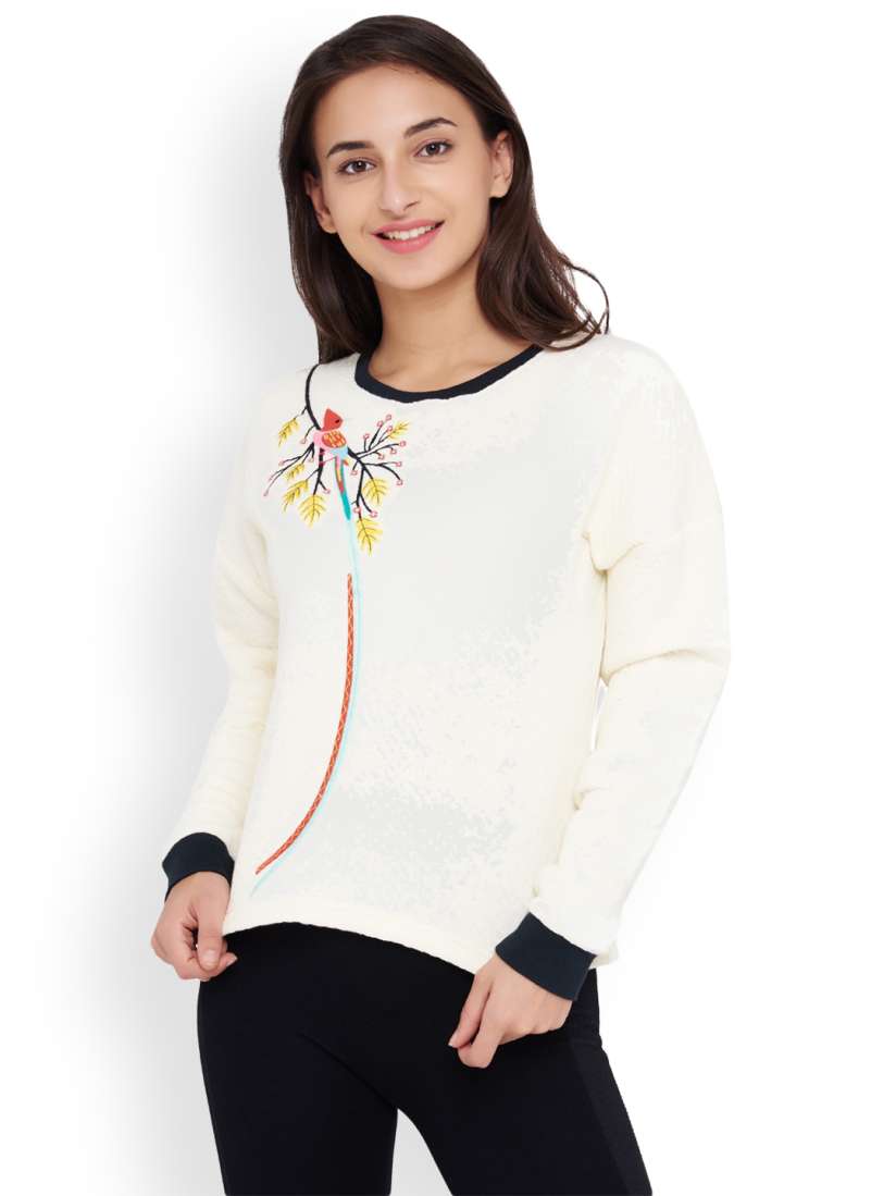 Buy Chumbak Women Off White Solid Sweatshirt Sweatshirts for Women 2160386 Myntra