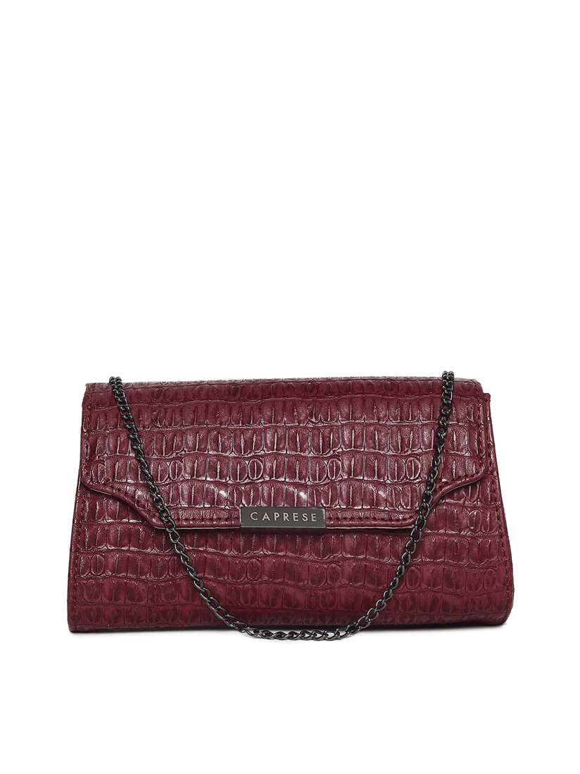 Buy Caprese Maroon Textured Clutch Clutches for Women 2160419 Myntra