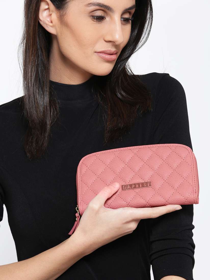 Buy Caprese Women Pink Quilted Zip Around Wallet Wallets for Women 2160426 Myntra