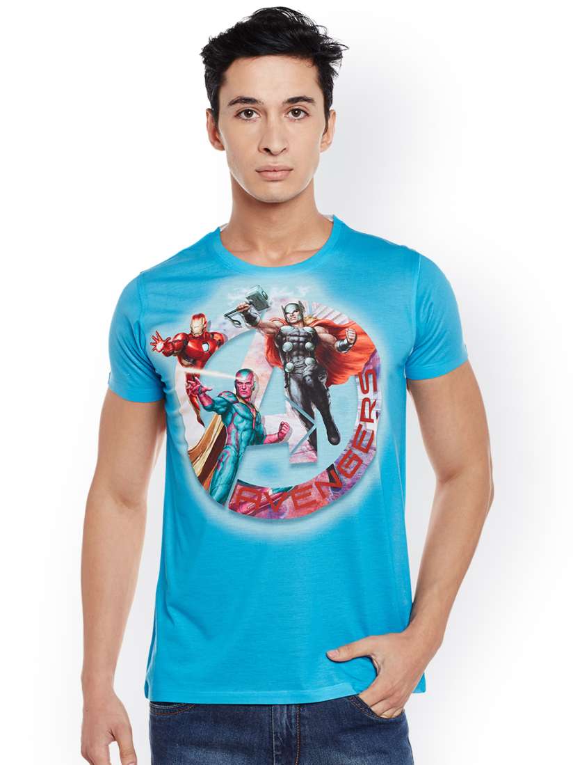Buy Marvel by Wear Your Mind Men Blue Printed Round Neck T shirt Tshirts for Men 2160785 Myntra
