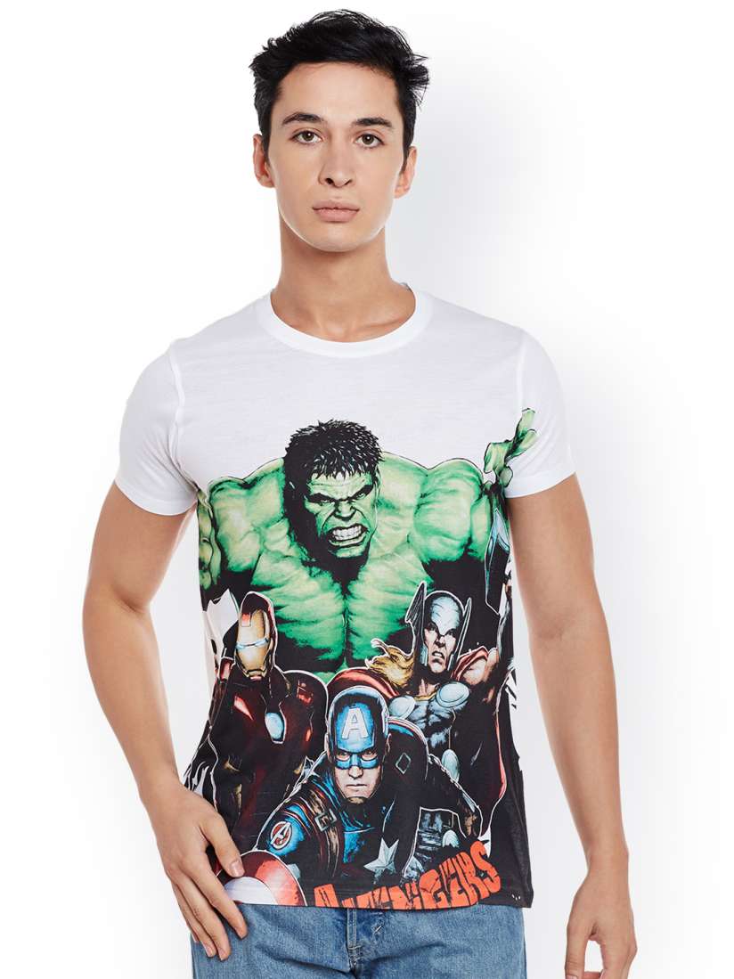 Buy Marvel by Wear Your Mind Men White Printed Round Neck T shirt Tshirts for Men 2160884 Myntra