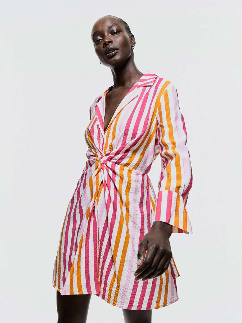 H&m shirt dress striped clearance