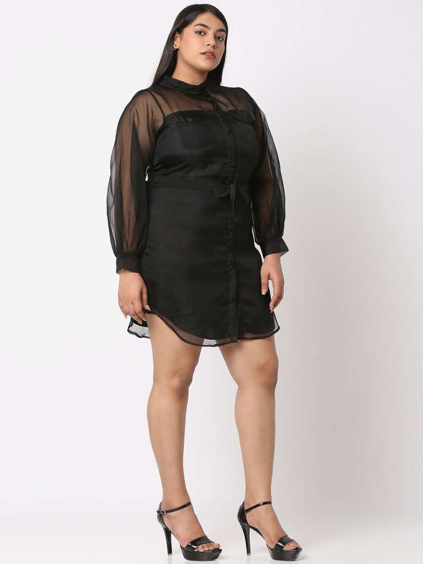 Plus size sheer shirt dress clearance