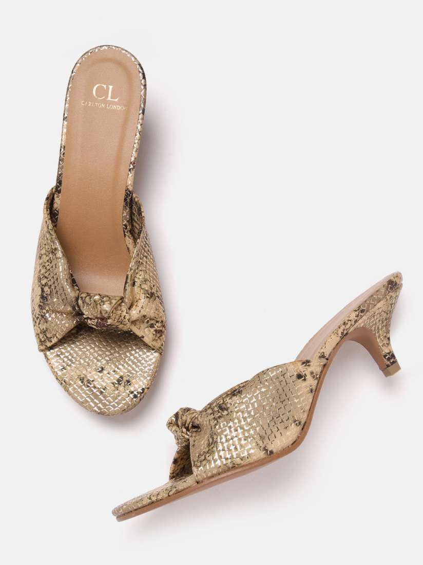 Buy Carlton London Snakeskin Printed Kitten Heels with Knot Detail Heels for Women 21624392 Myntra