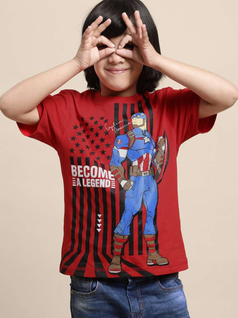 Buy Kids Ville Boys Captain America Printed Cotton T shirt Tshirts for Boys 21626230 Myntra