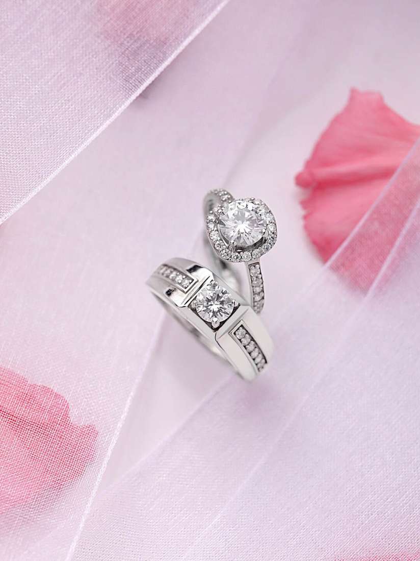 Buy March by FableStreet Silver Gleaming Love Couple Rings Ring for Women 21635210 Myntra