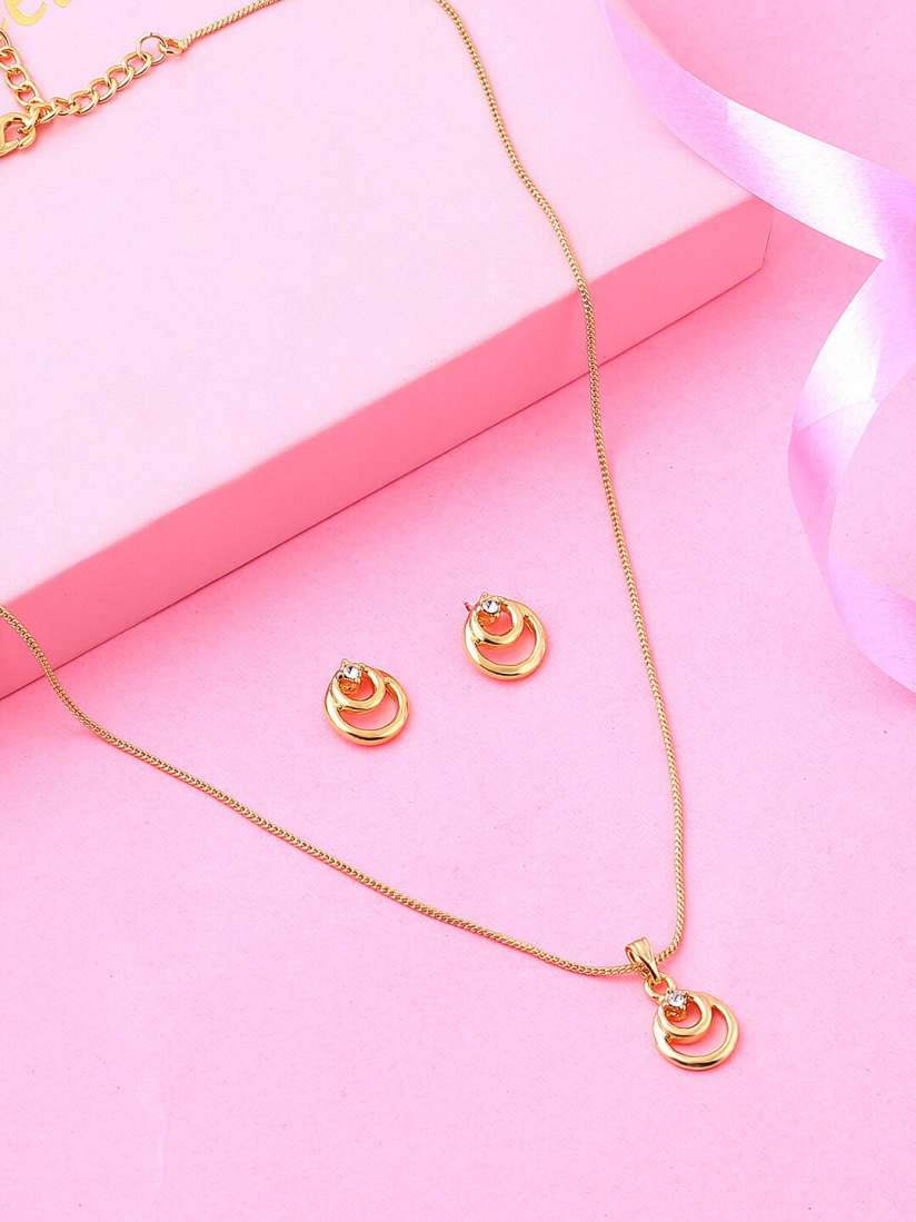 Buy Estele Gold Plated Circular Designer Pendant Set with Crystals Jewellery Set for Women 21636596 Myntra