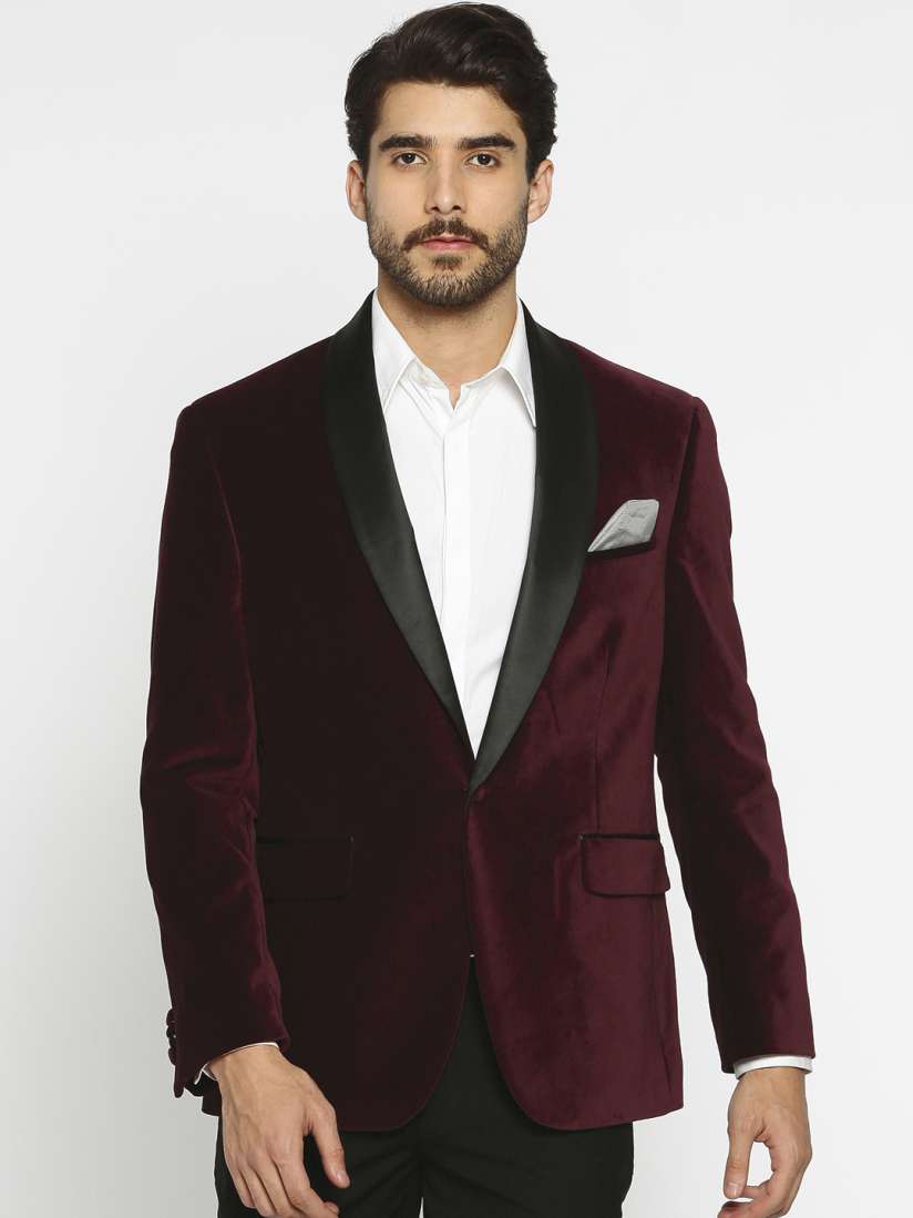 Buy SUITLTD Burgundy Single Breasted Tuxedo Blazer Blazers for Men 2164765 Myntra