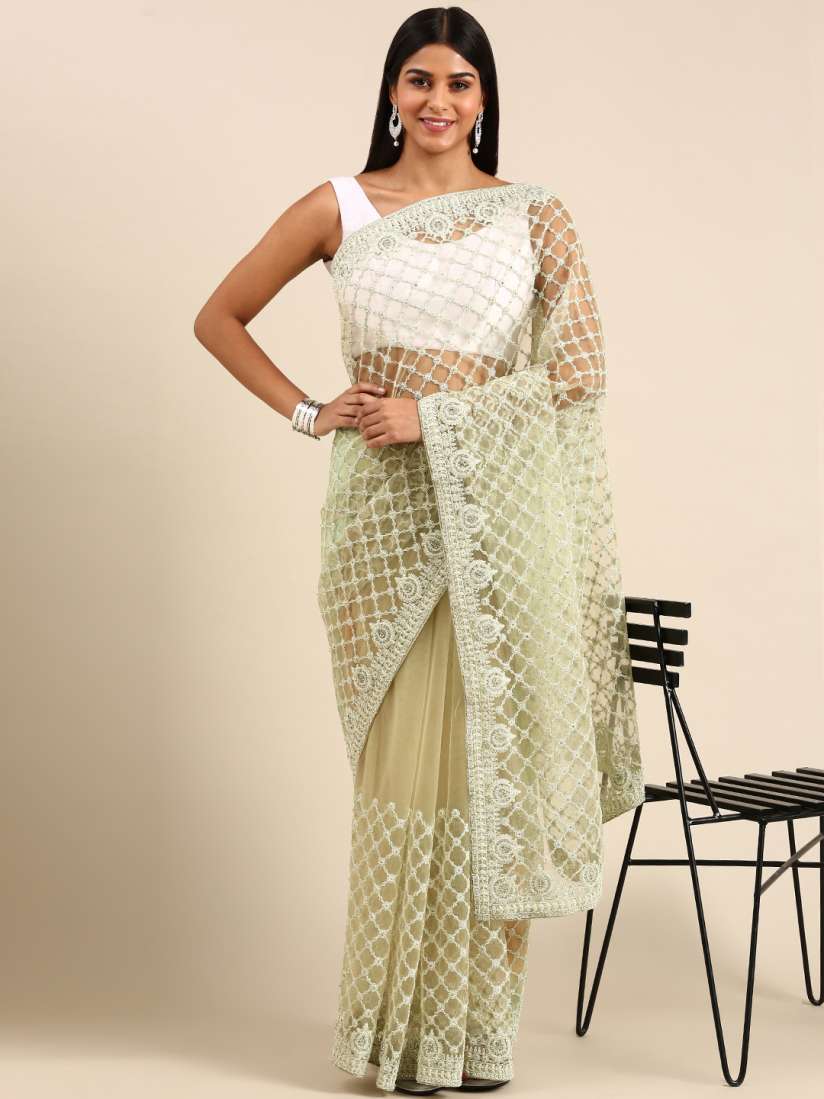 Buy kasee Checked Embroidered Net Saree Sarees for Women 21648010 Myntra