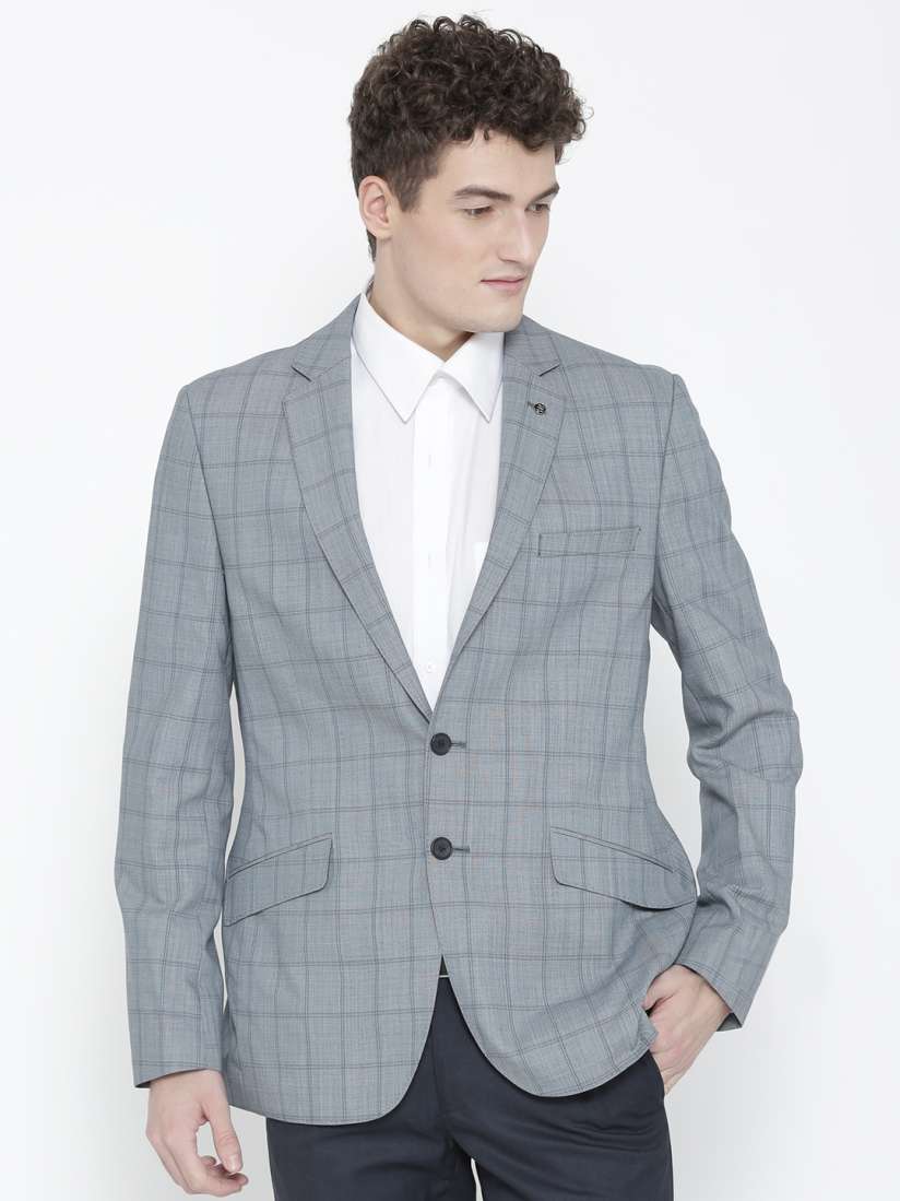 Buy Raymond Men Blue Checked Slim Fit Woollen Single Breasted Formal Blazer Blazers for Men 2165098 Myntra