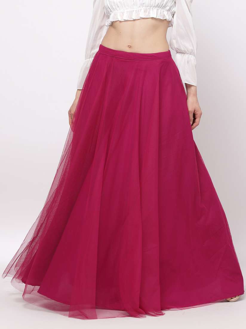 Buy Just Wow Flared Maxi Net Skirt Skirts for Women 21652112 Myntra