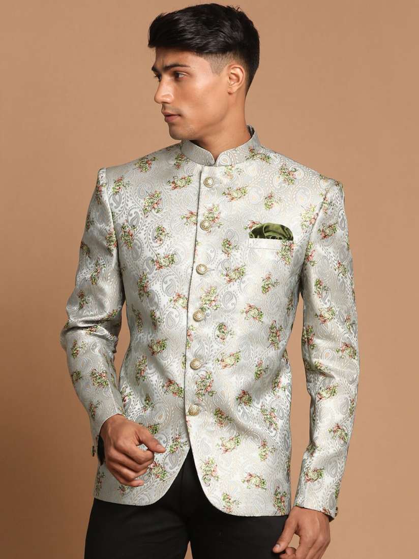 Buy VASTRAMAY Men Self Designed Slim Fit Single Breasted Bandhgala Blazer Blazers for Men 21657226 Myntra