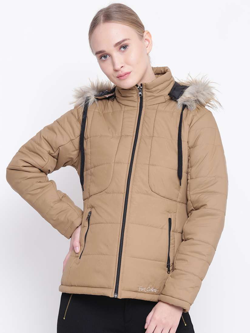 Buy Fort Collins Women Beige Solid Parka Jacket Jackets for Women 2166499 Myntra